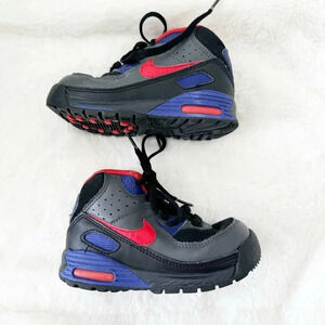 Nike Air Max 90 boys black and red hi top sneakers size 7
